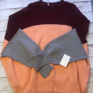 Free People Easy Street Color Block Sweater